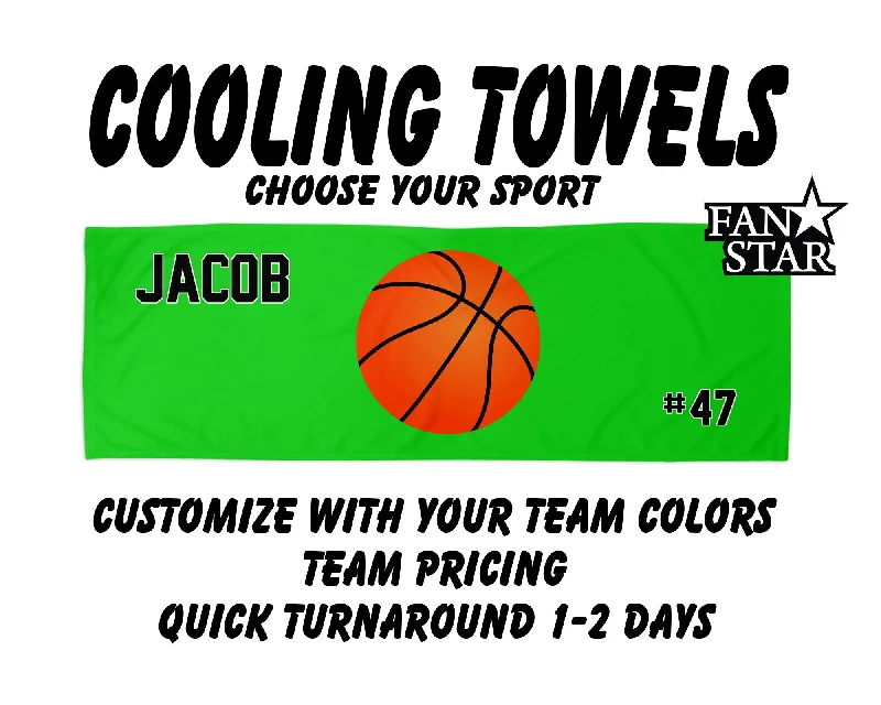 Basketball Cooling Towel with Solid Color Background