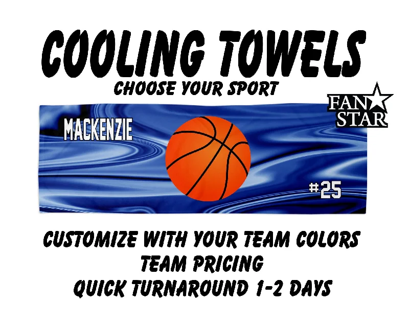 Basketball Cooling Towel with Waves Background