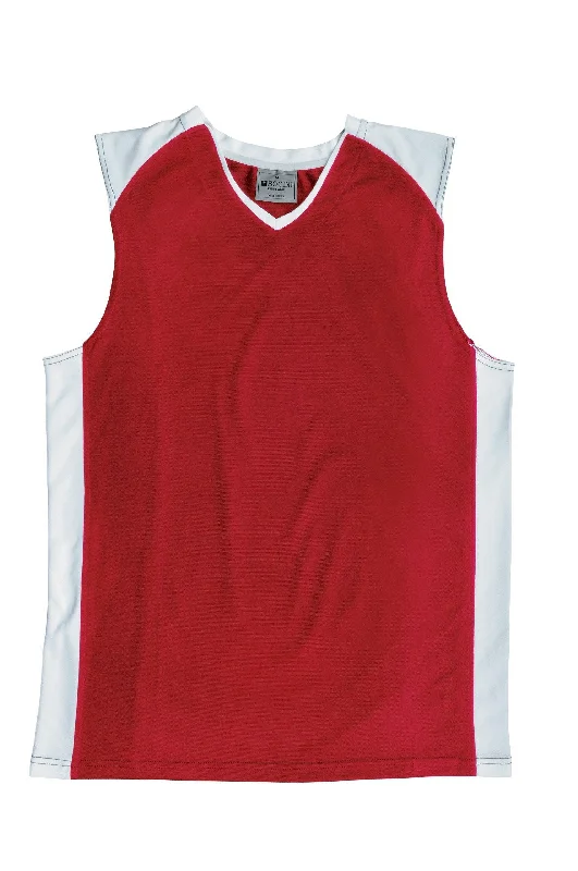 Mens Basketball Singlet - Red/White