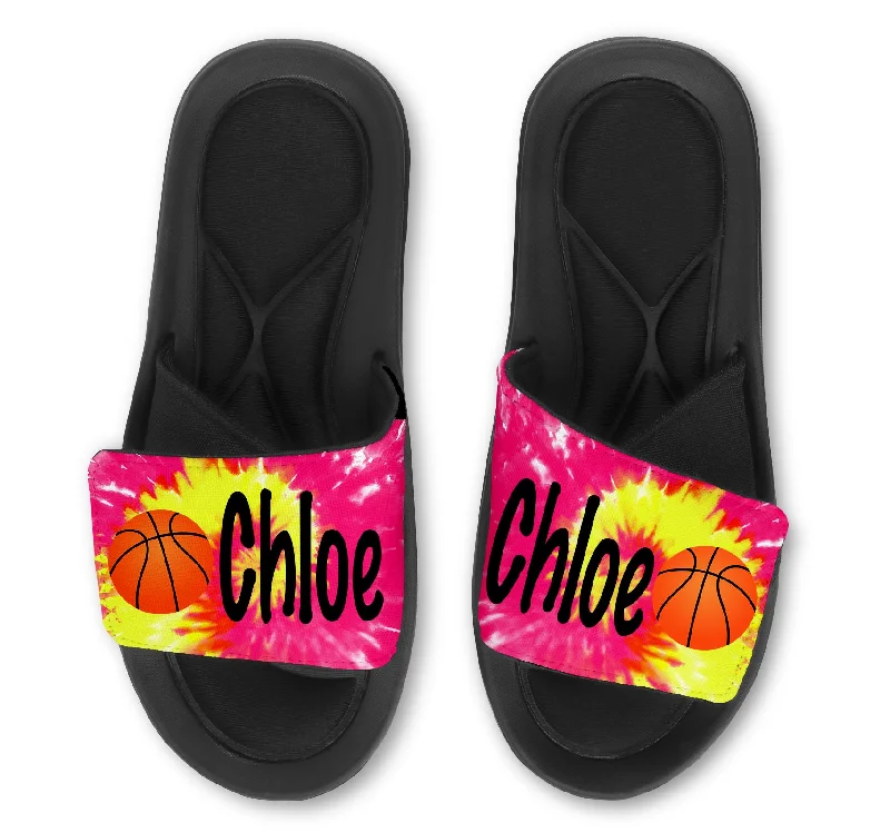 Basketball Tie Dye Custom Slides / Sandals - Choose your background!