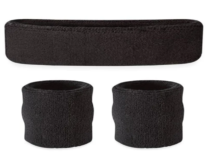 Black Wristband and Headband Set