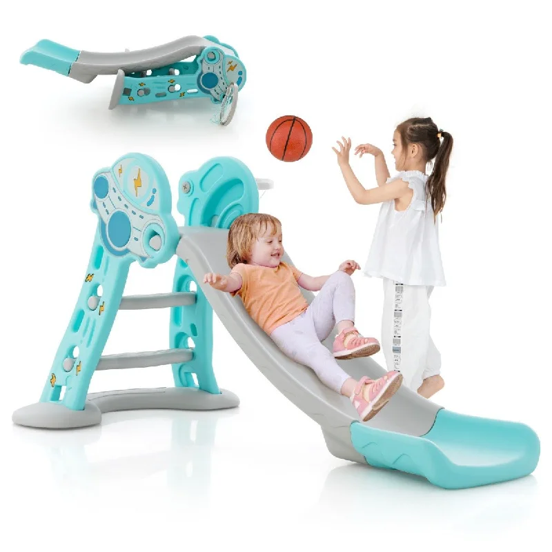 3 in 1 Toddler Slide & Basketball Playset | Indoor/Outdoor