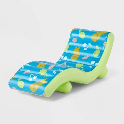 Chaise Lounge Fruit SMS Water Floats and Inflatables Green/Blue - Sun Squad