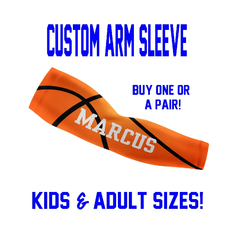 Custom Basketball Arm Sleeves - Faux Basketball - Single or Pair