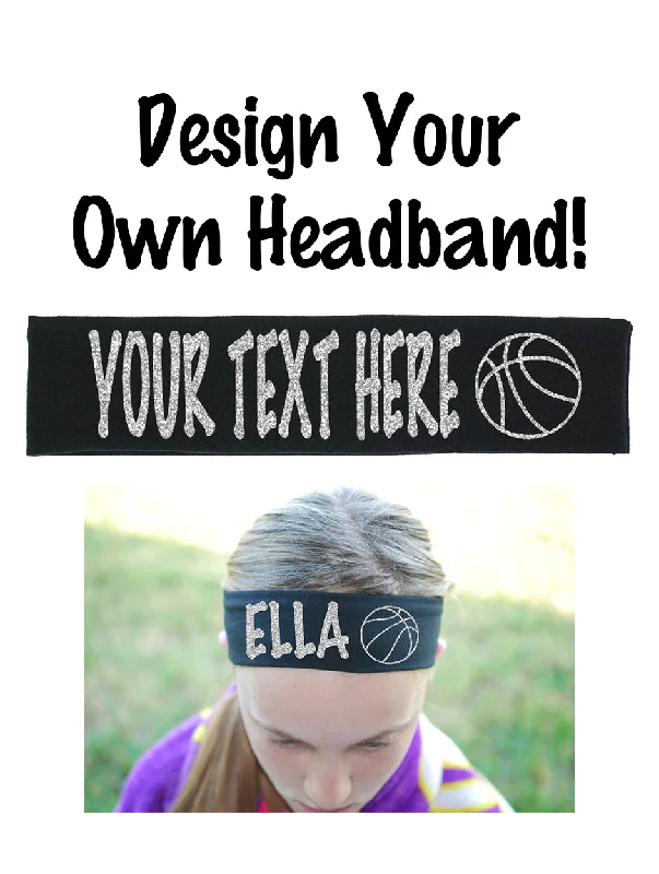 Custom Basketball Headband (Cotton/Lycra) - Sparkle Letters!