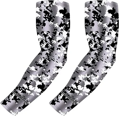 Digital Camo Gray Compression Arm Sleeve for Youth & Adults