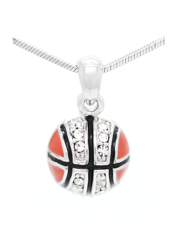 Enamel Basketball Necklace with Crystals - MINI Half Ball