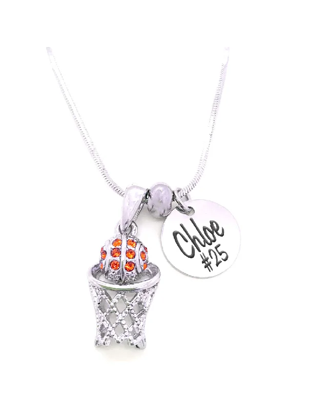 Engraved Basketball Hoop Necklace - Mini