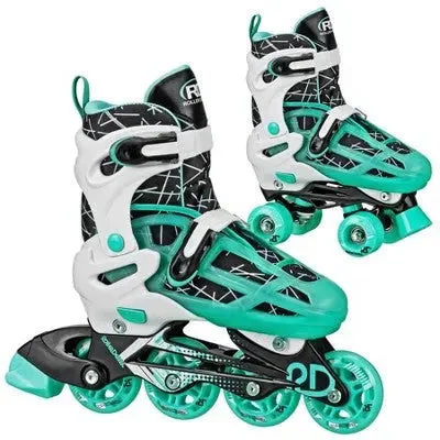 Open Box - Roller Derby Mint Prodigy Kids' Inline-Quad Combo Skates - White/Mint Green (2-12)