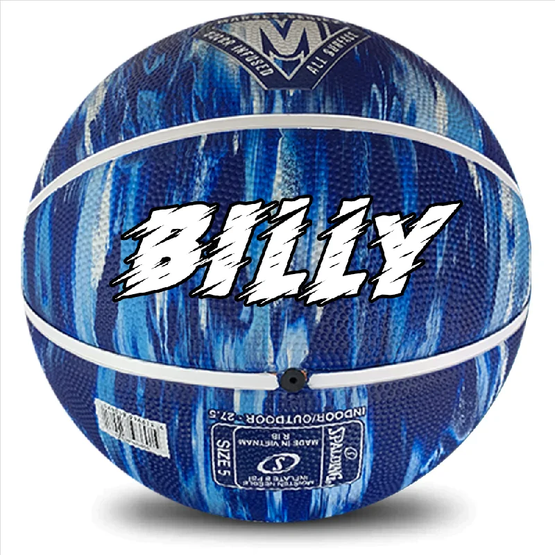 Personalised Spalding Navy Marble Basketball (Size 5, 6, 7)