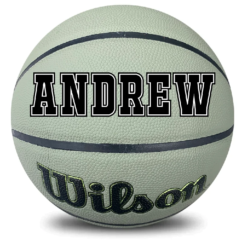 Personalised Wilson FORGE Composite Grey Basketball (Size 5, 6, 7)