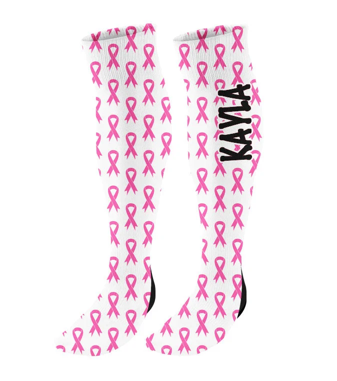 Personalized Awareness Ribbon Knee High Socks - All Colors Available