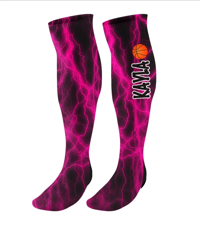 Personalized Basketball Knee High Socks, Lightning