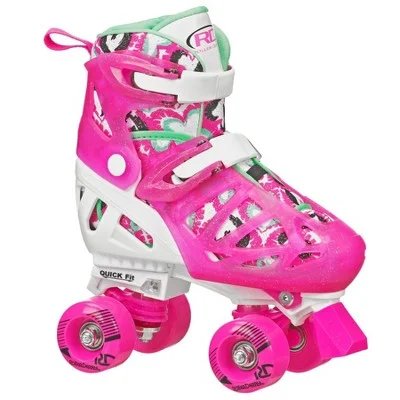 Roller Derby Trac Star Youth Kids' Adjustable Roller Skate - White/Pink - L (3-6)