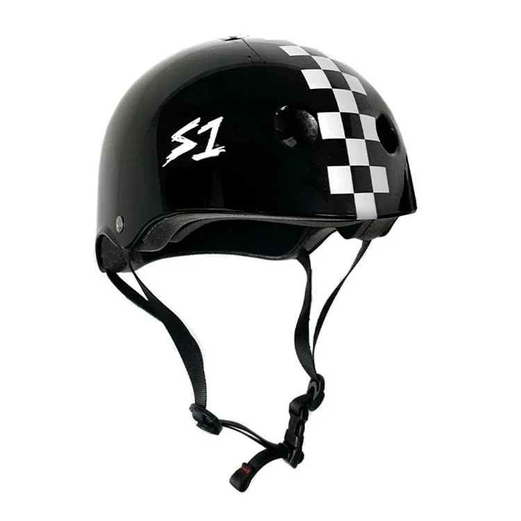 S1 Lifer Helmet - Black Gloss/White Checkers