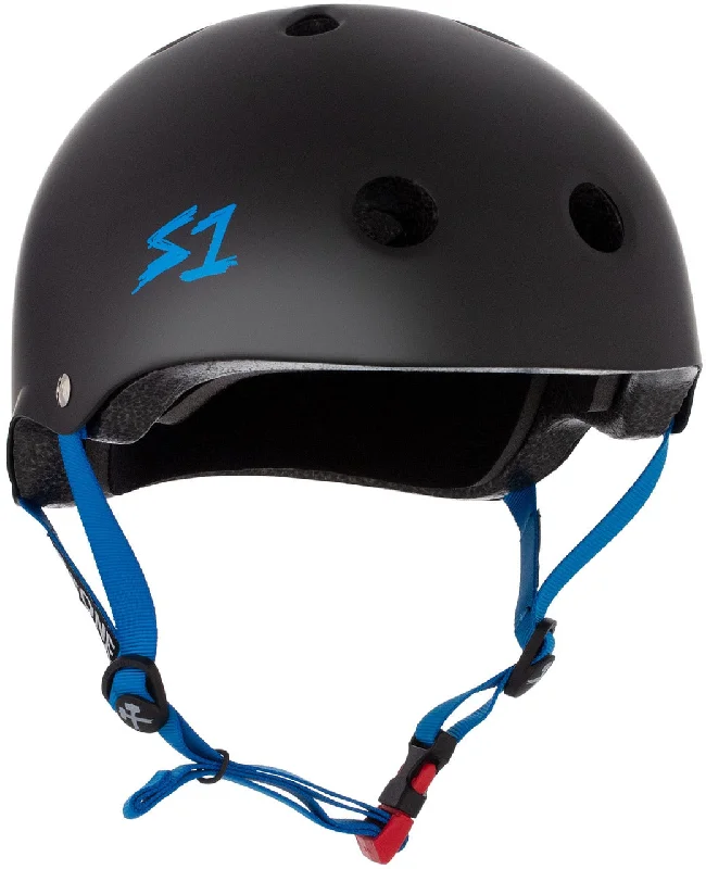 S1 Mini Lifer Helmet - Black Matte/Cyan Straps