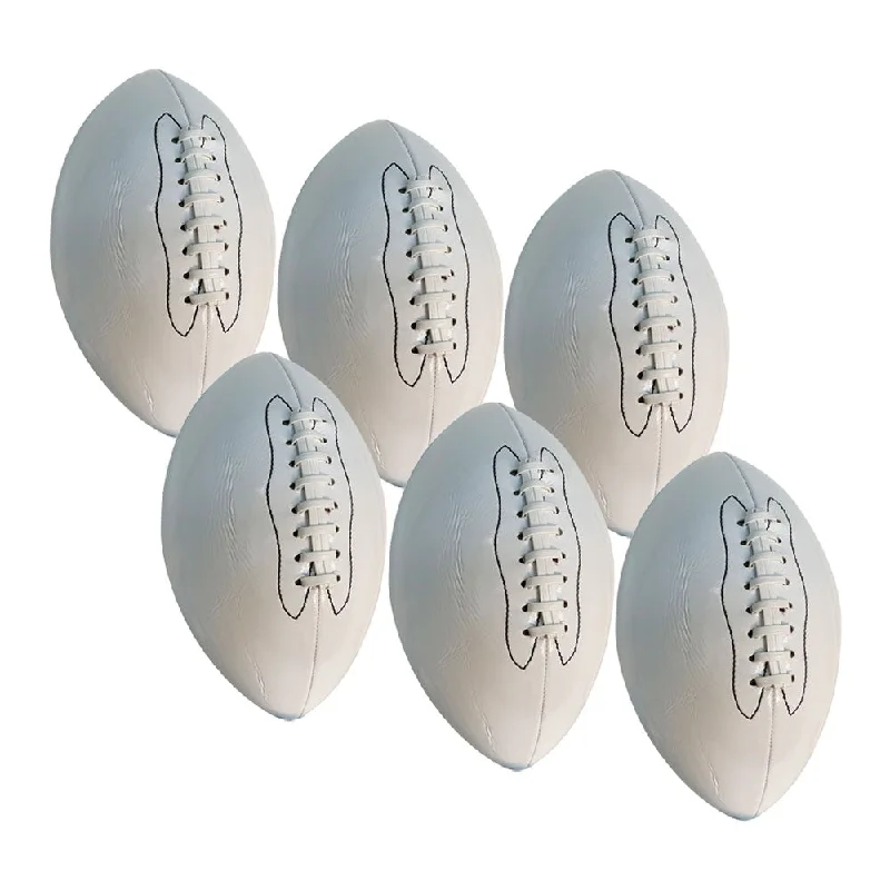 White Football Ball Plain Smooth Glossy Finish for Autographs Signing Leisure Play Size 9 Six Pack