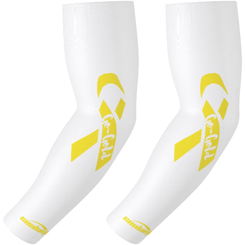 Yellow Ribbon Compression Arm Sleeves Child Cancer Awareness Sleeves for Sports Youth&Adult Sizes