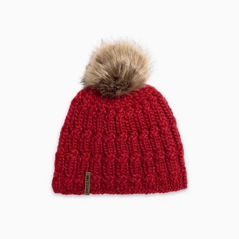 Merino Wool Fifi Faux Fur Pom - Red